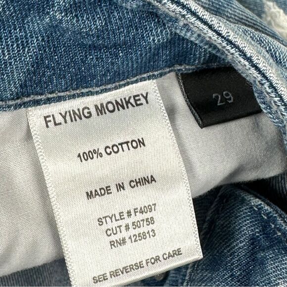 Flying Monkey Luv Story Distressed Patchwork Blue Denim Boyfriend Jeans Size 29 - Picture 7 of 10